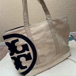 Tory burch zip canvas tote